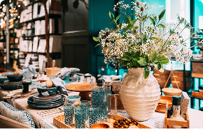 Person shopping in a home goods aisle
