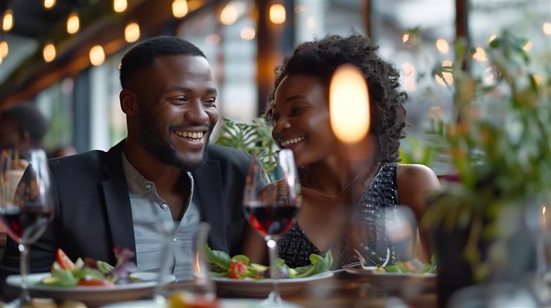 Couple enjoying dinner at a restaurant